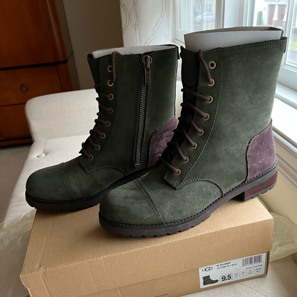 UGH green Kilmer lace up boot woman’s 9.5 //USED